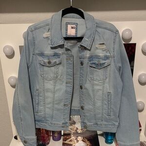 SO Light Blue Distressed Denim Jacket Large Like New